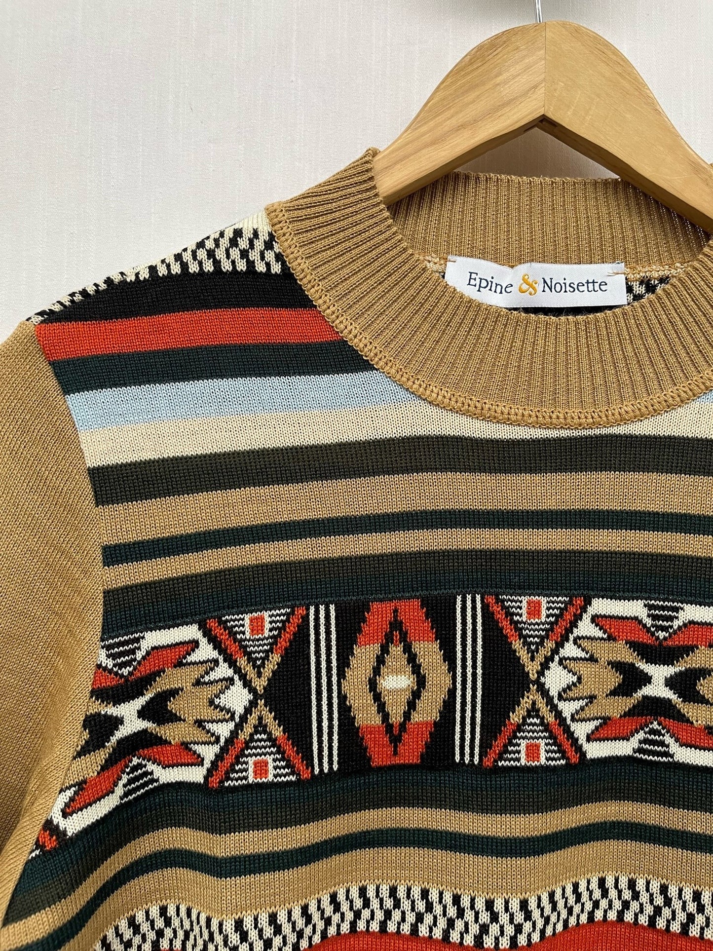 Pull Café Jacquard col 1/2 montant