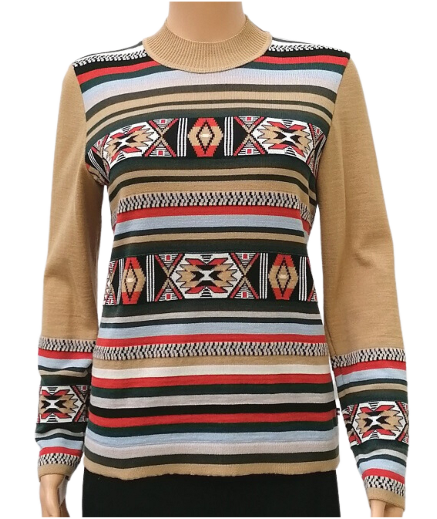 Pull Café Jacquard col 1/2 montant